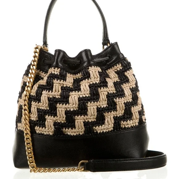 Tory Burch Will Straw Drawstring Bag - Picture 3 of 6